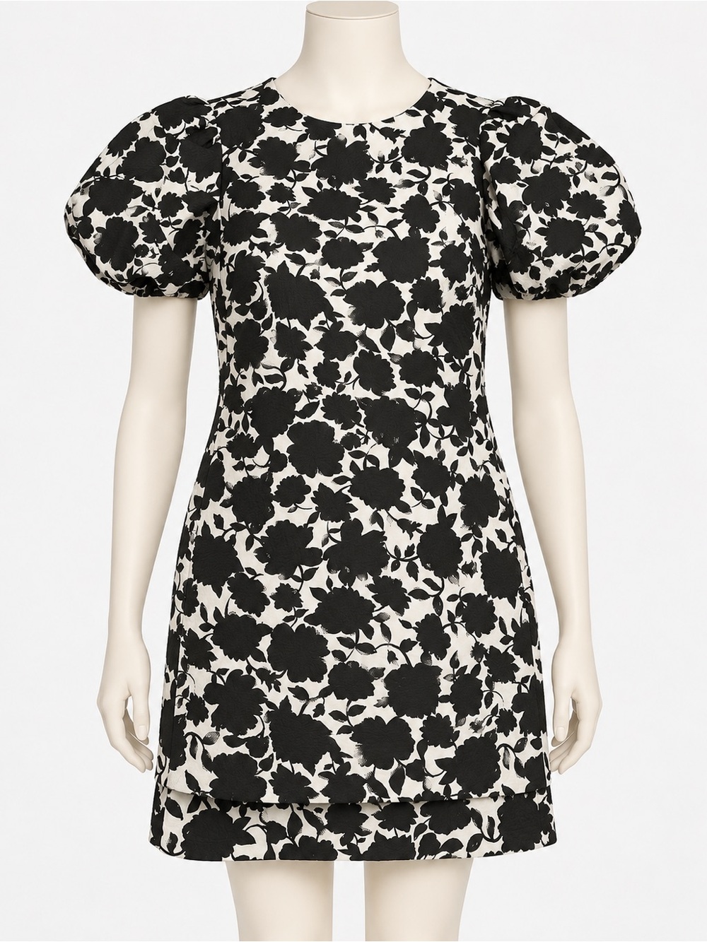 Kate Spade New York Black White Floral Puff Sleeve Shift Dress Size 2